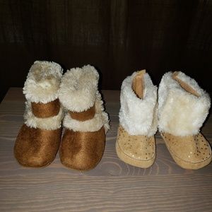 Two pairs NWOB baby girl boots size 3 toddler